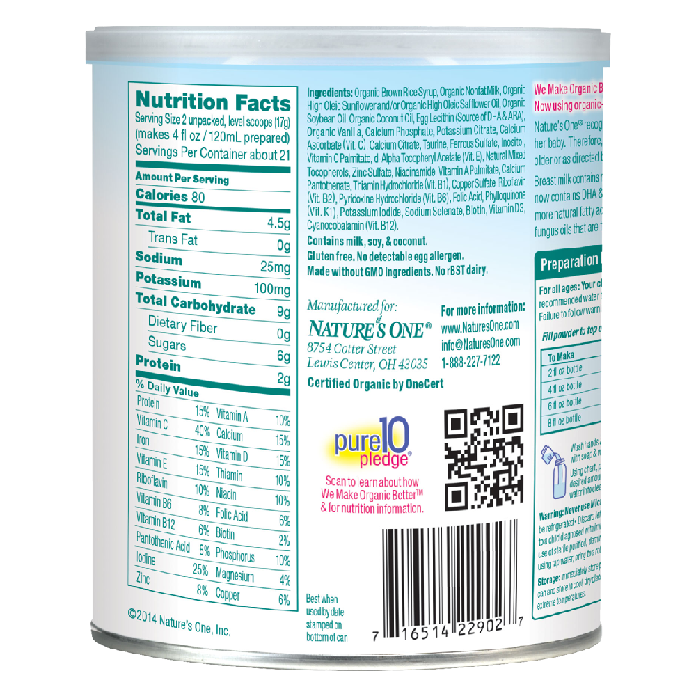 Natures One Babys Only Organic Dairy Toddler Formula with ...