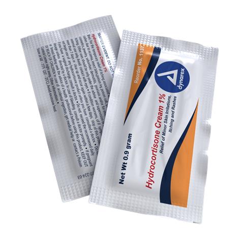 Dynarex Hydrocortisone Cream 1%,0.9gm,Foil Packet,144/Pack,12Pk/Case,1137