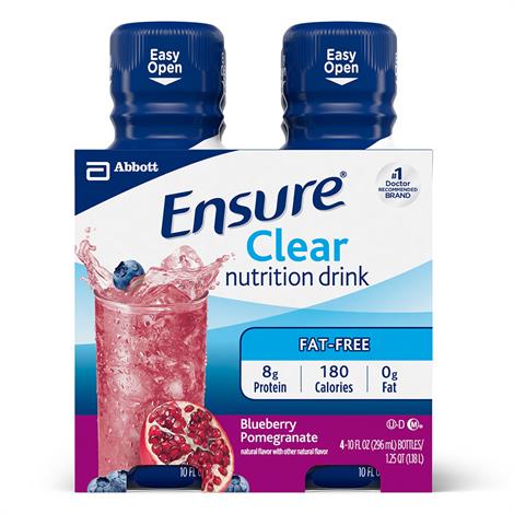 Abbott Ensure Clear Drink,Blueberry Pomegranate,10 fl oz,4/Pack,3/Case,56500
