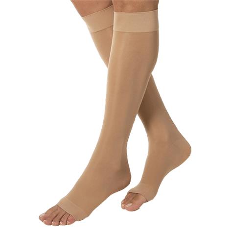 BSN Jobst Small Open Toe Knee High 30-40mmHg Extra Firm Compression Stockings in Petite,Natural,Pair,115638