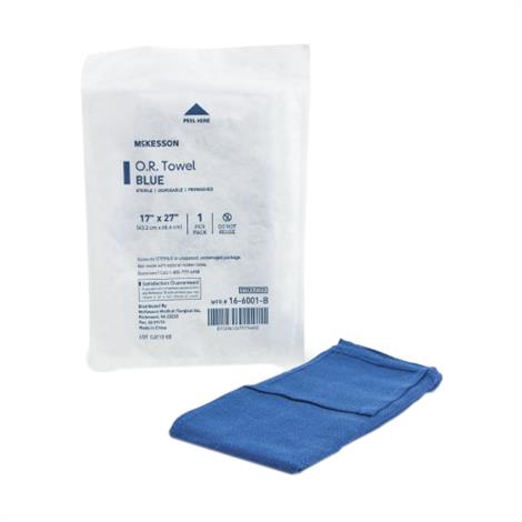 Mckesson O.R. Towel,Blue,17"W x 27"L,6/Pack,12/Pk/Case,16-6006-B