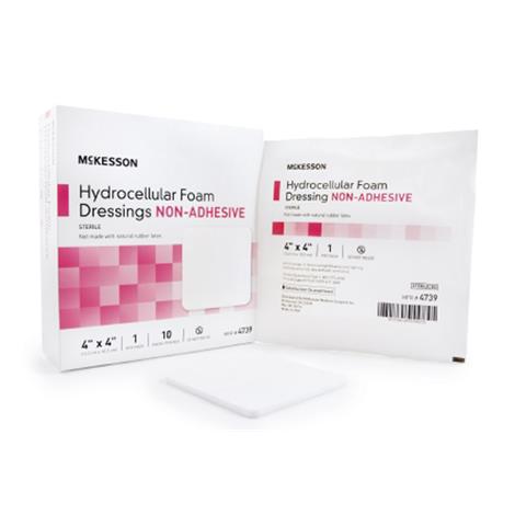 McKesson Non-Adhesive Hydrocellular Foam Dressing,4" x 4" (10.2 cm x 10.2 cm),Non-Adhesive Without border,Each,16-4737