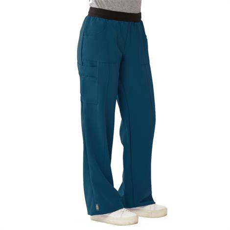 Medline Pacific Ave Womens Stretch Fabric Wide Waistband Scrub Pants - Caribbean Blue,Medium,Regular Inseam,Each,5570CRBM