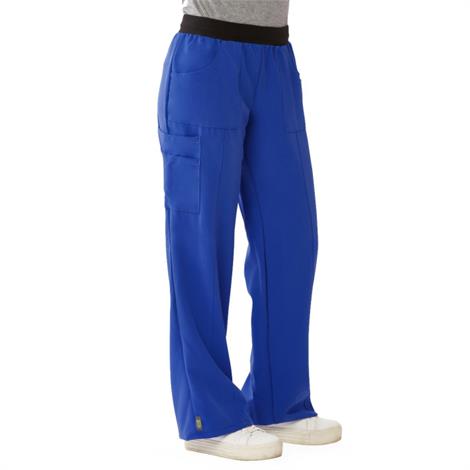 Medline Pacific Ave Womens Stretch Fabric Wide Waistband Scrub Pants - Royal Blue,Small,Petite Inseam,Each,5570RYLSP