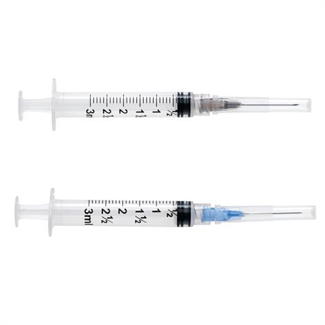 Medline Standard Hypodermic Syringes with Needle,Luer Lock,22G X 1",3ML,Latex Free,800/Case,SYR103225
