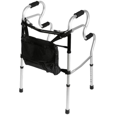 Medline 3-in-1 Stand Assist Walker with Bag,Silver with 2-Button Folding and Bag,2/Pack,MDS86410UR