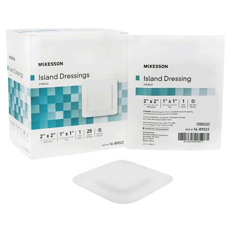 McKesson Adhesive Sterile Square Island Dressing,4" x 4",Pad Size: 2" x 2",25/Pack,4Pk/Case,16-89044