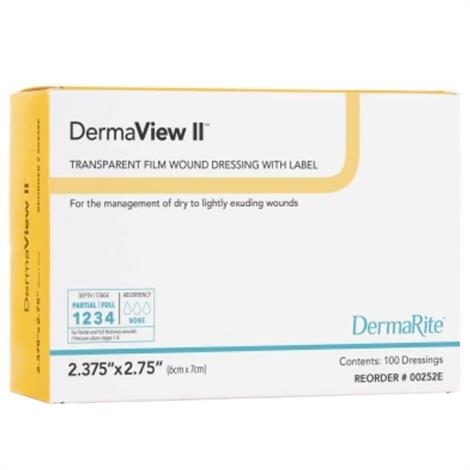 DermaRite DermaView II Transparent Semipermeable Adhesive Film Wound Dressing,4" x 4.5",50/Pack,00253E