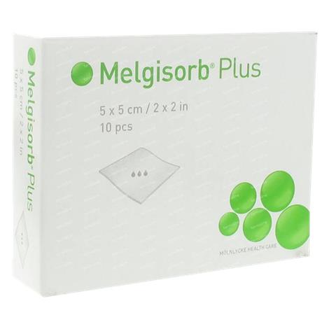 Molnlycke Melgisorb Plus Highly Absorbent Calcium Alginate Wound Dressing,4" x 4" (10cm x 10cm),10/Pack,252200
