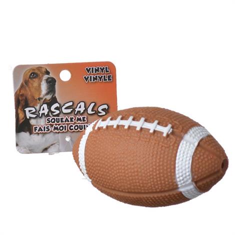Rascals Vinyl Football Dog Toy,4" Long,Each,82077 R BRNDOG