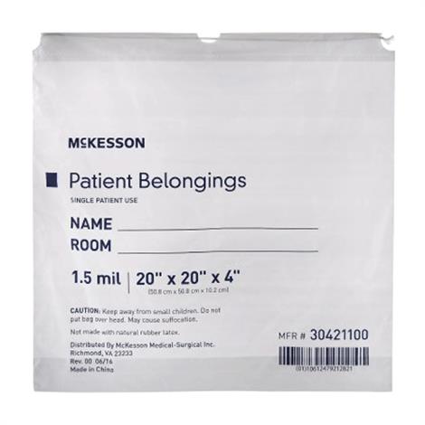 McKesson Patient Belongings Bag,Snap Closure,White,Each,30471100