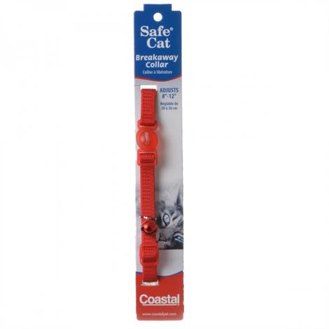 Coastal Safe Cat Nylon Adjustable Breakaway Collar - Red,8"-12" Neck,Each,7001R