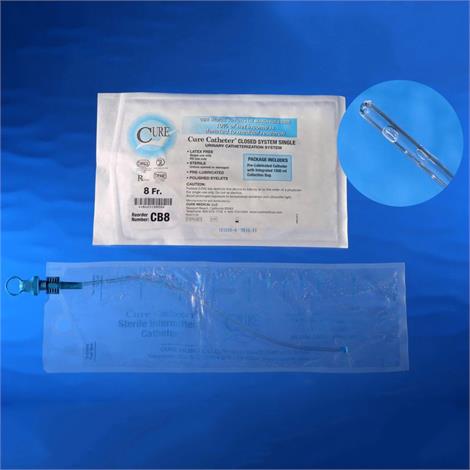 Cure Catheter Unisex Straight Tip Single Closed System,Single Closed System,12FR,30/Pack,CB12
