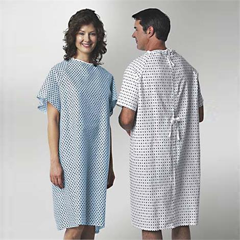 Medline Traditional Patient Gown,Star Print,12/Pack,6Pk/Case,MDTPG2RSBSTA
