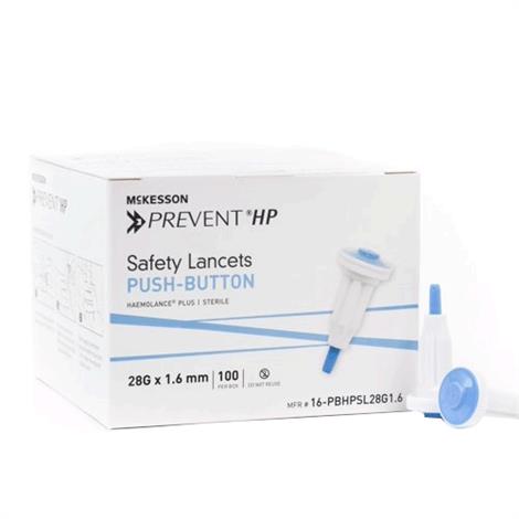 McKesson Prevent HP Safety Lancets With Push Button,Blue,2000/Case,16-PBHPSL25G1.4