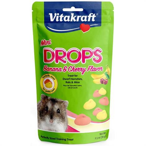 Vitakraft Mini Drops Treat for Hamsters,Rats & Mice - Banana & Cherry Flavor,2.5 oz,Each,35994