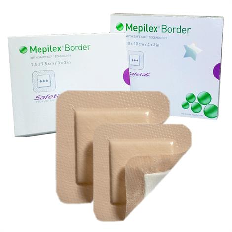 Molnlycke Mepilex Border Self-Adherent Foam Dressing,4" x 4",5/Pack,295300