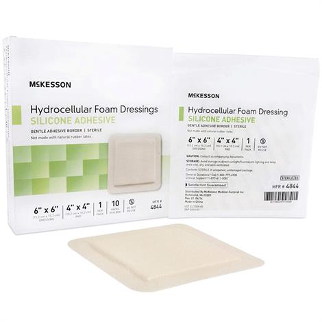 McKesson Adhesive Hydrocellular Silicone Foam Dressing With Border,4" x 4" (10.2 cm x 10.2 cm),3" x 3" Pad,10/Pack,20Pk/Case,4843