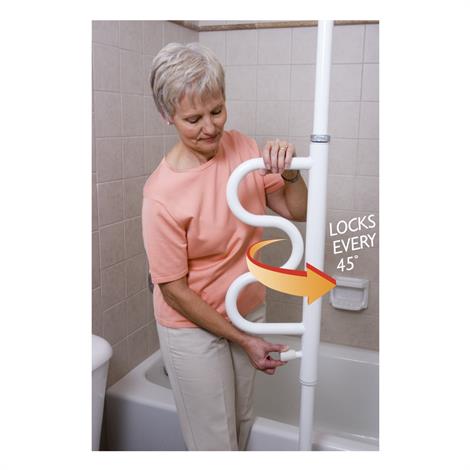 Standers Security Pole and Curve Grab Bar,White,Each,1100-W