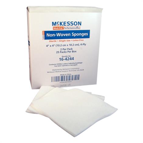 McKesson Medi-Pak Performance Plus Non-Woven Sterile Sponges,4" x 4" (10.2 cm x 10.2 cm),1200/Case,16-4244