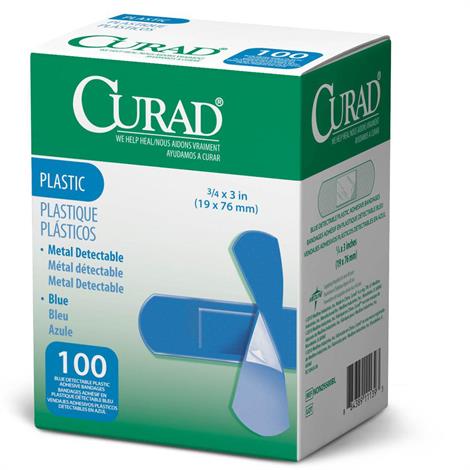 Medline Curad Plastic Detectable Sterile Adhesive Bandages,1" x 3" (2.54cm x 7.62cm),1200/Case,NON25600BL