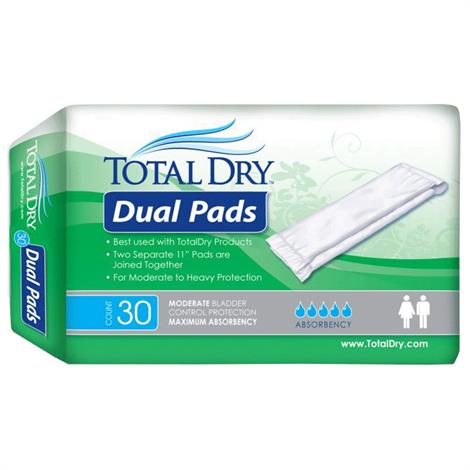 Secure Personal Care TotalDry Dual Pads,11"Long,30/Pack,SP1911