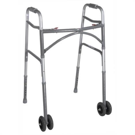 Drive Bariatric Aluminum Two Button Folding Walker With Wheels,Adult,Each,10220-1WW