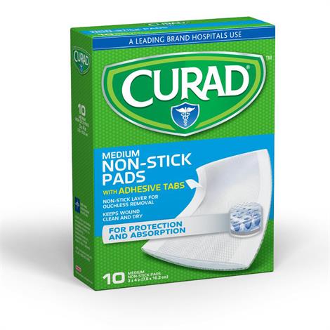 Medline Curad Sterile Nonstick Pads with Adhesive Tabs,2" X 3",10/Pack,12Pk/Case,CUR47146NRB