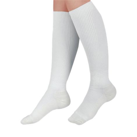 Medline Curad Hospital-Quality Closed Toe Knee High Cushioned 15-20mmHg Medical Compression Socks,Size C,Regular,White,Pair,MDS1715CWH