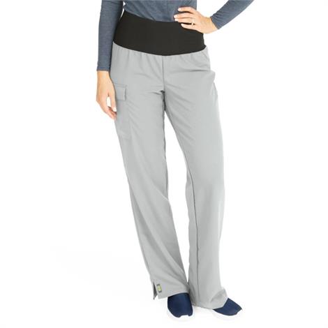 Medline Pacific Ave Womens Stretch Fabric Wide Waistband Scrub Pants - Light Gray,X-Large,Regular Inseam,Each,5570GRYXL
