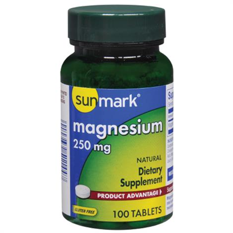 Mckesson Sunmark Magnesium Strength Tablet,250mg Strength,100/Pack,3910494