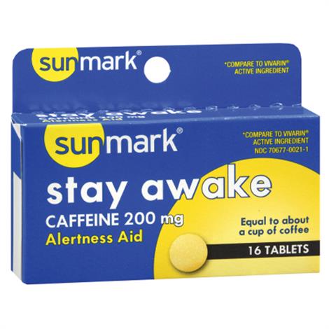 Mckesson Sunmark Stay Awake Alertness Aid,200mg Strength,Active Ingredient: Caffeine,16/Pack,3633203
