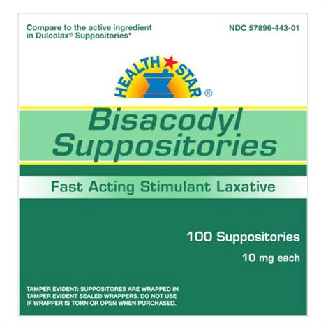 Mckesson Health Star Laxative Bisacodyl Suppository,10mg Strength,100/Pack,BIS-01-HST