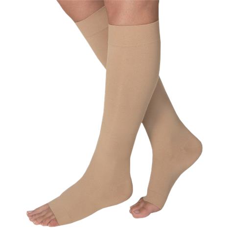 BSN Jobst Open Toe Knee High 30-40mmHg Extra Firm Compression Stockings,Silky Beige,Large,Pair,115498