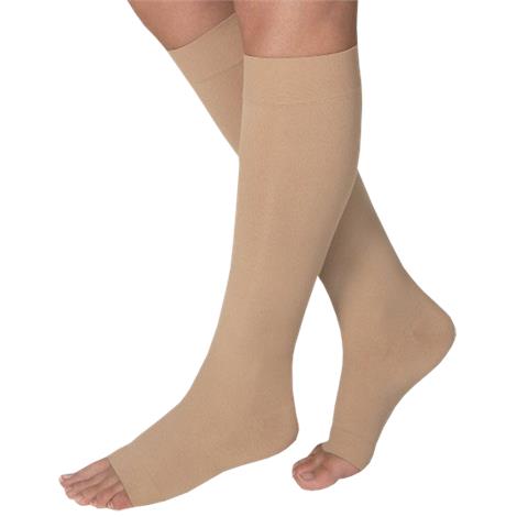 BSN Jobst Opaque Open Toe Knee High 20-30 mmHg Firm Compression Stockings,Classic Black,X-Large,Pair,115387