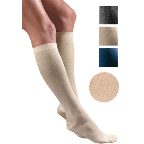 FLA Activa Sheer Therapy 15-20mmHg Womens Patterned Dress Socks with Diamond Pattern,Navy,Small,Pair,H2741