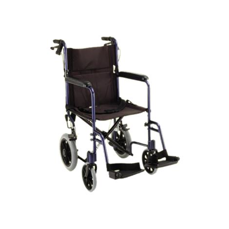Nova Medical 19 Inches Lightweight Transport Chair With Hand Brakes And Swing Away Footrests,Blue,Each,330B