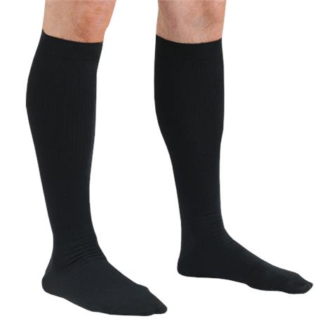 FLA Activa Men 20-30mmHg Microfiber Pin Stripe Dress Socks,Black,X-Large,Pair,H3464
