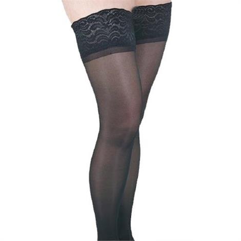 Gabrialla Thigh High 18-20mmHG Medium Compression Stockings With Lace Top And Silicone Band,XX-Large,Black,Pair,40