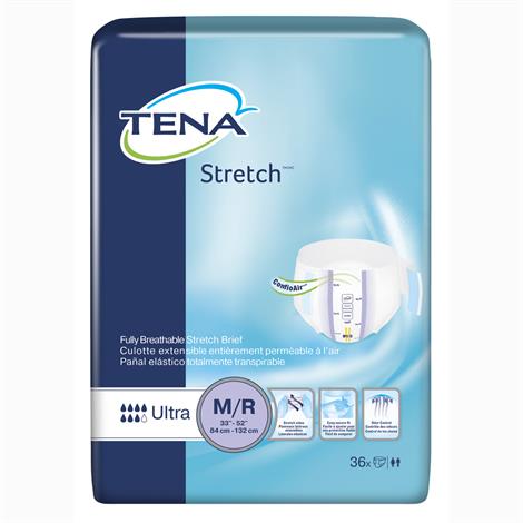 TENA Stretch Ultra Brief - Heavy Absorbency,XX-Large,Fits Waist 64" to 70",White,Value Pack,320/Pack,61390