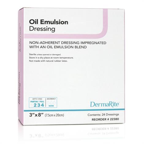 DermaRite Oil Emulsion Non-Adherent Wound Dressing,3" x 8",24/Pack,22380