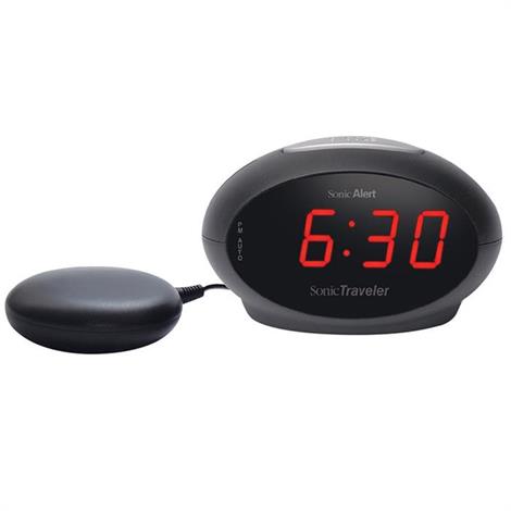 Sonic Alert Traveler Vibrating Alarm Clock,Dimensions: 3"L x 5"W x 3"D,Each,SA-SBT600SS