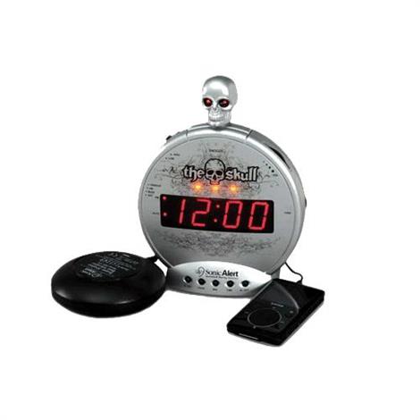 Sonic The Skull Alarm Clock with Bone Crusher Bed Shaker,5-1/2"W x 3"D x 7"H,Each,SBS55obc