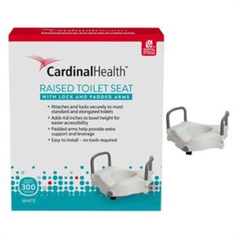 Cardinal Health Raised Toilet Seat with Lock and Padded Arm,300 lb Capacity,4.8",Each,CBAS0025R