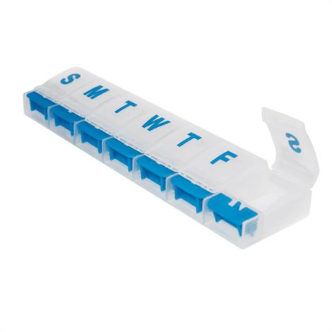 PushDown Style 7 compartment Pill Box,8 3/4" x 2" x 1",Each,#847102021713