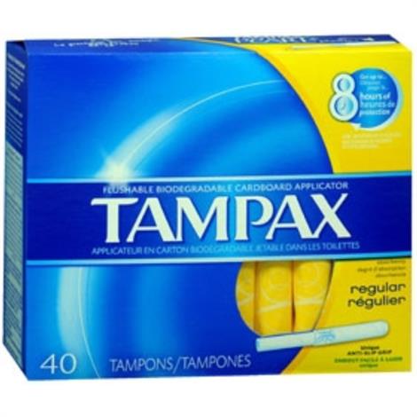 Tampax Regular Absorbency Cardboard Applicator Tampon,Applicator,40/Pack,1414705