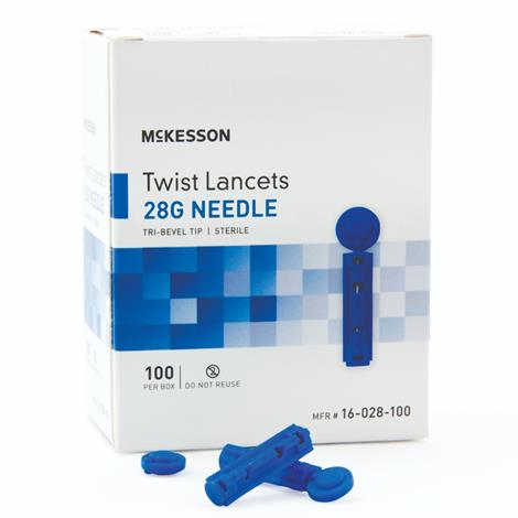 Mckesson Lancet Needle Twist Top,1.8 mm Depth 28 Gauge,100/Box,16-028-100