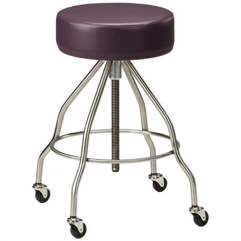 Clinton SS-2172 Stainless Steel Stool with Casters and Upholstered Top,Cream (3CM),Each,SS-2172
