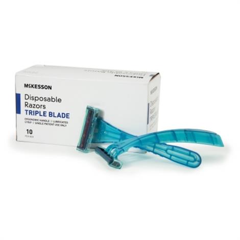 McKesson Triple Blade Disposable Razor,Turquoise,10/Box,16-RZ15