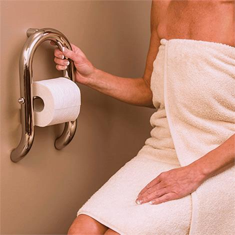 HealthCraft Invisia 2-in-1 Toilet Roll Holder With Integrated Grab Bar,Wall Toilet Roll Holder,Oil Rubbed Bronze,Each,INV-WTRH-ORB